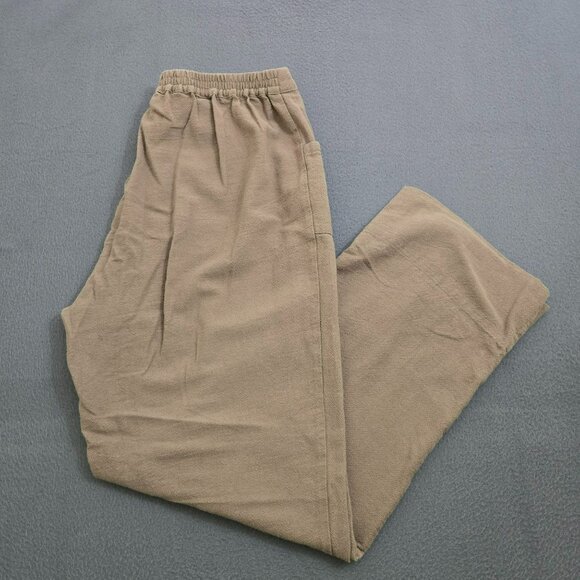 Soft Surroundings Women PXS Brown Relaxed Fit 100% Cotton Wide Leg Lounge Pants - Picture 2 of 10